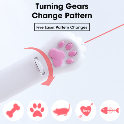 Cat Toy USB Rechargeable Funny Cat Stick Cute Kitten Paw Interactive Toys Training Cat Pen 5 Patterns LED Projection
