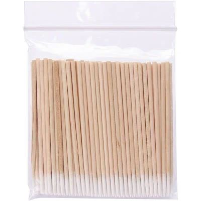 ‘；【-； 100Pcs Disposable Cotton Swab Lint Free Micro Brushes Wood Buds Swabs Ear Clean Sticks Eye Lashes Extension Glue Removing Tools