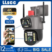 LLSEE V380 Pro 8MP 4K เลนส์คู่กล้องเฝ้าระวังไร้สาย Wi-Fi Night Vision สีเต็มรูปแบบกันน้ำ IP66 ปลุกสมาร์ทมือถือติดตาม