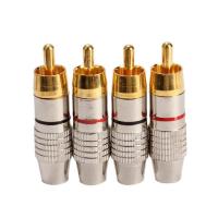 4PCS ปลั๊ก RCA หัวล็อกสายวิดีโอและเสียงตัวเชื่อมต่อสายเคเบิลปลั๊กต่อ Titanize