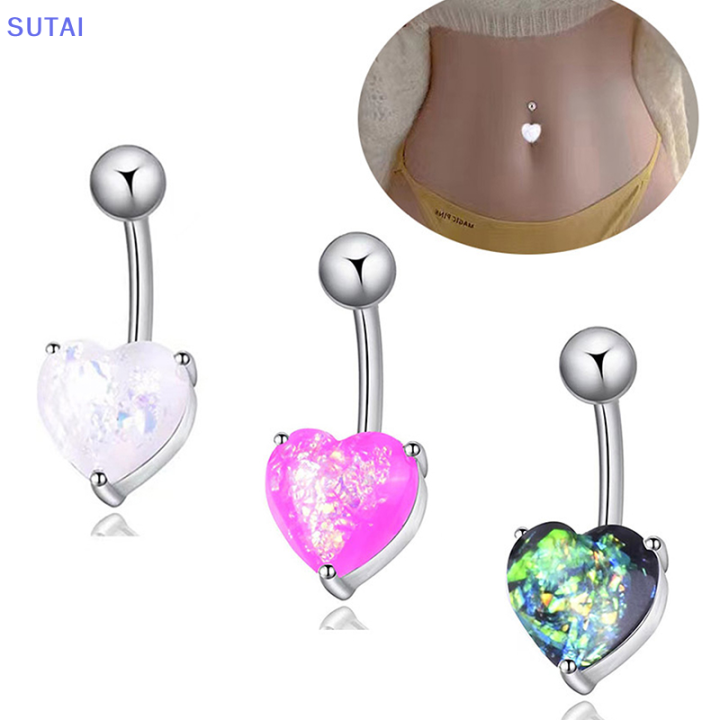 lowest-price-sutai-แฟชั่นใหม่เจาะสะดือเล็บสะดือหัวใจสะดือสะดือหน้าท้องเครื่องประดับร่างกายสแตนเลสของขวัญผู้หญิง