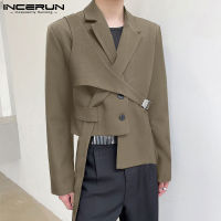 ♤◙๑ hnf531 (Korean Style) INCERUN Mens Long Sleeve Blazer Hippy Fashion Outwear Cardigan Jackets Casual Plain Coat