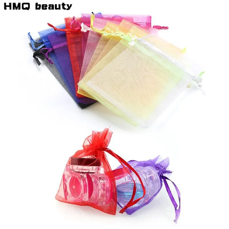 100pcs/lot 7x9cm White Color Drawstring Organza Bags for Wedding Christmas  Gift Bags Jewelry Packaging Organza Bags & Pouches