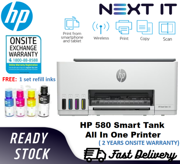 [READY STOCK] HP Smart Tank 580 All In One Wireless Printer | Lazada