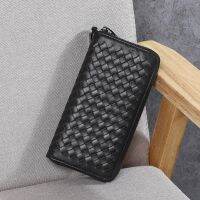 2023 New★ Discounted long wallet 2020 new Korean version genuine leather cowhide mens clutch bag woven zipper wallet large capacity