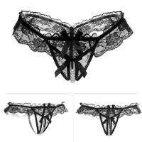 Sexy Women Underwear Panties Female Massage Pearl Lingerie G-stings Hollow Thong Young Girls Hot Embroidery Lace T-back