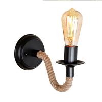 220V E27 American Country Rope Wall Lamp Retro Light Wall Sconce Beside Living Loft Lighting Stairs Light Indoor Wall Lamps