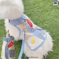 Glitter Pooch ชุดรัดอก สายจูง เสื้อผ้า สุนัข, หมา, แมว, สัตว์เลี้ยง พร้อม สายจูง รุ่น Breakfast Dates Boy