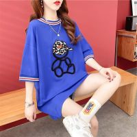 COD DDDGRYTRY Cotton Short Sleeve Round Neck T-Shirt Women Summer Loose Large Size Cartoon Top Oversized Tee