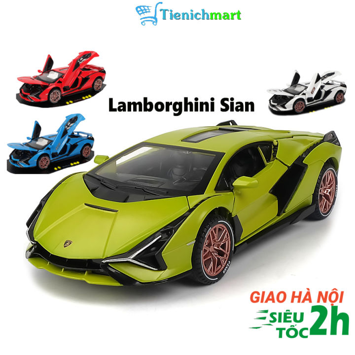 Xe ô tô mô hình Lamborghini Sian tỷ lệ 132 khung hợp kim mở full cửa có  đèn âm thanh cót chạy đà  Lazadavn