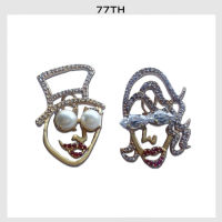 77Th lady and gentle men earrings ต่างหูชายหญิงสีทองประดับคริสตัลสีขาว