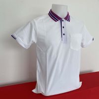 เสื้อยืดโปโล POLO สีขาว ปกขลีบม่วง เนื้ผ้า Micro Plus ไม่ขึ้นขุย ไม่ขึ้นขน สวมใส่ได้ยาวนาน ที่สำคัญไม่หด ไม่ย้วย