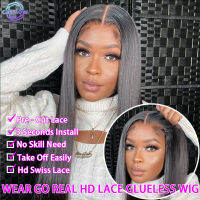 13X4 13X6 Hd Wear Go Glueless Wig Straight Lace Glueless Wig ผมมนุษย์พร้อมสวมใส่40นิ้ว zilian Pre Cut Pre Plucked Wigs