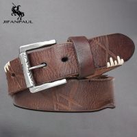 JIFANPAUL New mens belt alloy pin buckle leather belt head layer cowhide designer design high-end cowhide belt for men