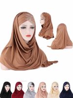 【YF】 Milk Silk Muslim Cap Plain Scarf Head Wraps Headband Underscarf Turban Hats Malaysia Baotou Caps Sequins Hair Wrap