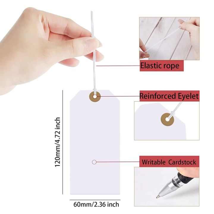 large-reinforcing-hole-paper-tag-with-string-attached-200-pcs-paper-hanging-tags-with-elastic-rope-attached