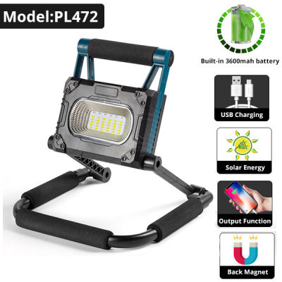 3600Mah Worklight Portable Solar Work Lanterns Lamp USB Rechargeable Outdoor LED Searchlight Camping Light Campe Spotlight 30W