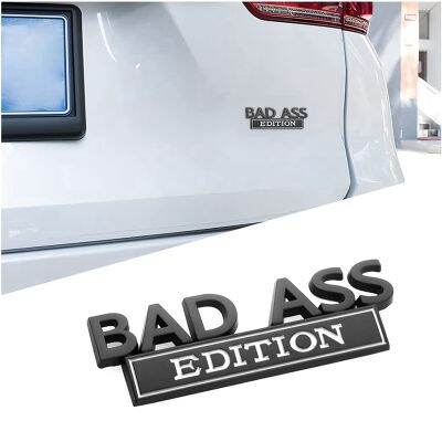 1 Piece Car Bad Ass Edition Emblem, 3D Fender Badge Decal Replacement Parts for Tailgate Front Hood Trunk ,Black+White