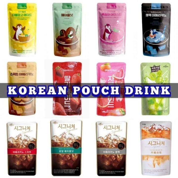 Korean Fruit Ade and Coffee Pouch Drinks 230ml xTrending in Social