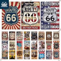 Vintage Route 66ป้ายดีบุกสำหรับตกแต่งผนังโรงรถ-แผ่นโลหะย้อนยุคพร้อมการออกแบบตกแต่งสำหรับบาร์ผับ Man Cave Gas Station