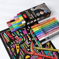 【hot】 LLD 12/24Colors Paint Pens Extra and Dots for Painting Mug Glass Wood Fabric Canvas Metal