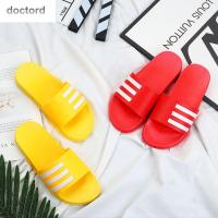 DOCTORD ลำลอง ฤดูร้อน นุ่มดี ลายทาง คลาสสิค รองเท้าส้นแบน รองเท้า sliders ห้องน้ำ รองเท้าแตะผู้หญิง รองเท้าแตะชายหาด