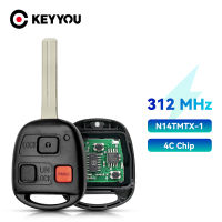 KEYYOU 312เมกะเฮิร์ตซ์3ปุ่มกุญแจรีโมท Fob N14TMTX-1เหมาะสำหรับเล็กซัส RX300 99-03 TOY48ใบมีดกุญแจรถชิป4C