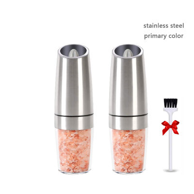 Gravity Electric Spice Mill 2Pcs Set Stainless Steel Copper,Pepper Grinder with LED Light Kitchen Tools Salt and Pepper Shaker