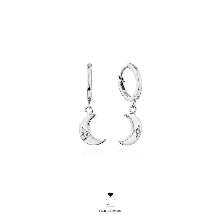 haus-of-jewelry-selene-moonlight-mini-hoops-ต่างหูเงินแท้-ประดับเพชรคิวบิกเซอร์โคเนีย-cubic-zirconia