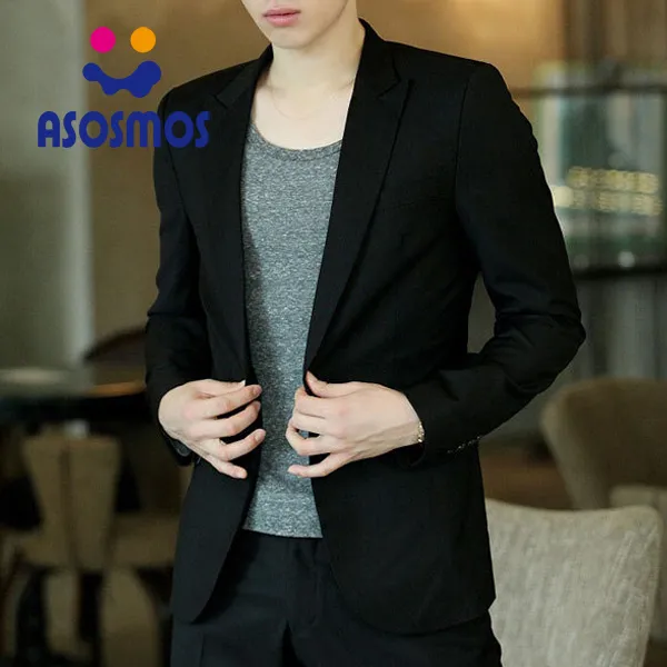 asm-blazer-coatเสื้อสูททรงสลิมเกาหลีสไตล์ลำลองสีดำธุรกิจรายวันแจ็คเก็ต