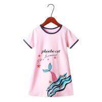 Animal Cat Kids Pajama Dress Cartoon Toddler Girls Nightgown Cotton Baby Girls Clothing Dress Casual Children Clothes Nightdress