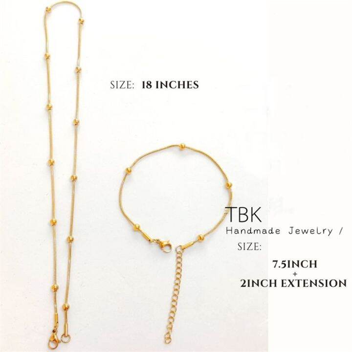【COD】litrb7574120 TBKStainless Satellite Gold Ball Bead Necklace