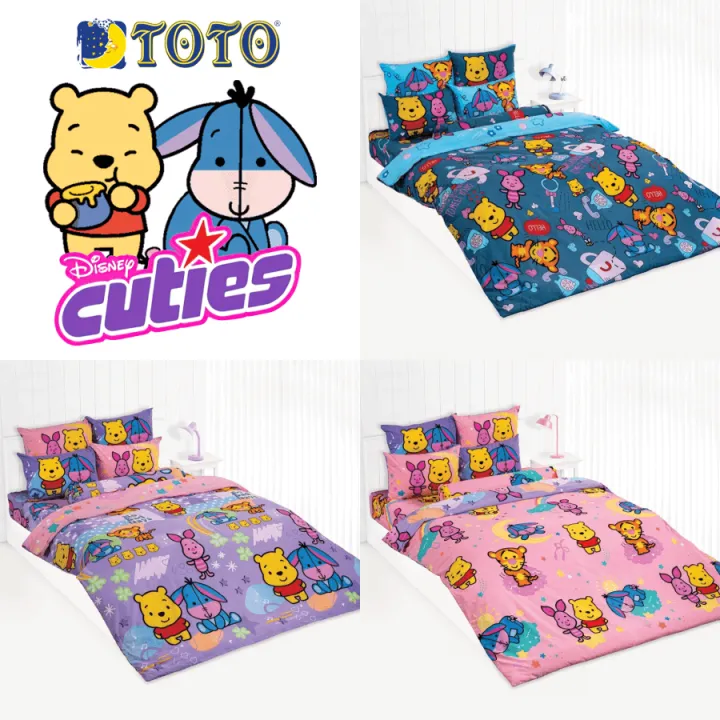 toto-ชุดผ้าปูที่นอน-ผ้านวม-5-ฟุต-ดิสนีย์-คิวตี้-disney-cuties-ชุด-5-ชิ้น-เลือกสินค้าที่ตัวเลือก-โตโต้-ผ้าปู-หมีพูห์-pooh