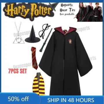 Harry Potter Hogwarts Gryffindor Slytherin Ravenclaw Hufflepuff Wizard  Witch Robe Uniform without Scarf Cosplay Costume Female Halloween Carnival