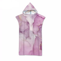 Marble Print Microfiber Hooded Bath Towel uni Changing Robe Poncho Surf Towel for Swimming Outdooor Bathrobe Wetsuit