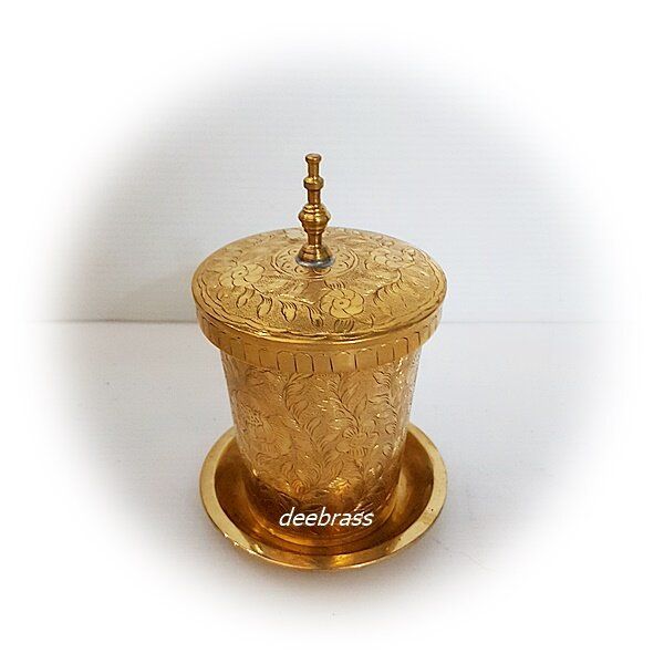 ชุดแก้วทองเหลืองตอกลาย-ความสูงตัวแก้ว-9cm