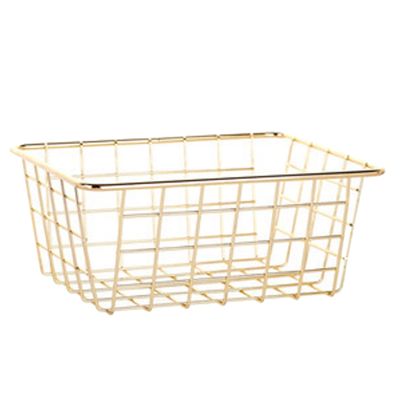 Storage Basket Solid Color Household Iron Basket Storage Box Bedroom Bathroom Gold