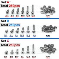 ™▬❃ 250pcs M3(3mm) A2 Stainless Steel Allen Bolts Hex Button Flat Socket Head Cap Screws With Nuts Assortment