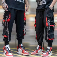 Men Black Summer Hip hop Big Pockets Streetwear Joggers Cargo Pants