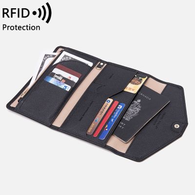 Ladies Passport Wallet Long PU Zipper Solid Color Hand Phone Travel Wallet Large capacity Coin Clip Purses Anti theft Swipe Bag