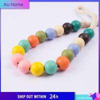 XU HOME หลายสี ม่านหัวเข็มขัด การติดตั้งแบบเจาะรูฟรี พู่ห้อยคอ เชือกผูกผ้าม่าน ของใหม่ ตกแต่งด้วยการตกแต่ง สายรัดผ้าม่านลูกปัดไม้ บ้านในบ้าน