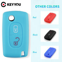 KEYYOU 2 ปุ่มซิลิโคนกุญแจรถ Fob สำหรับ Peugeot 308 207 307 807 สำหรับ Citroen C3 Picasso C - crosser C4 C8 Flip Key Cover-kjhkhjlk