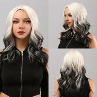 Synthetic Long Curly Blonde Gradient Black Hair Wig Middle Part Heat Resistant Daily Wear Suitable For Fashionable Women [ Hot sell ] ea1voy