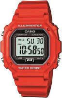 Casio Unisex F-108WH-1ACF Big Square Digital Display Quartz Black Watch Red