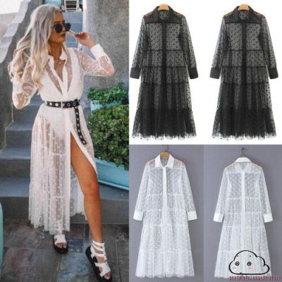 Sgm★Women´s y See-through Mesh Dress Sheer Maxi Dress Tulle Lace Long Cover