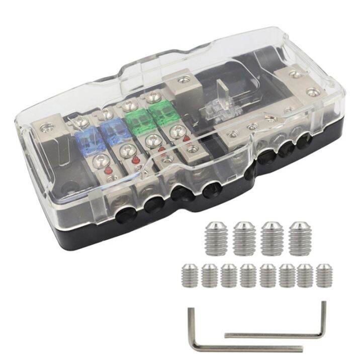 1 Set Power Distribution Block Car Audio 4 Way MIDI Fuse Block for Auto