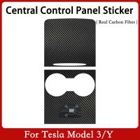 Real Carbon Fiber Car Center Console Sticker For Tesla Model  Y 3 Central Control Panel Trim True Carbon Interior Accessories