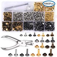 【CW】 480 Pcs Metal Cap Rivets Studs Round Rivet for Leather Clothing Garment Shoes Collar Fixing Tools