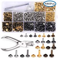 〖Maximus metals〗480ชิ้นโลหะหมวกคู่ Rivets กระดุมรอบ Rivet สำหรับ DIY หัตถกรรมเครื่องหนังกระเป๋าเข็มขัดเสื้อผ้าเสื้อผ้ารองเท้าปลอกคอสัตว์เลี้ยงแก้ไขเครื่องมือ