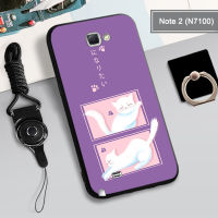 เคส TPU นิ่มสำหรับ Samsung Galaxy Note 2เคสโทรศัพท์กล่องคลุมทั้งหมดพิมพ์ลายป้องกันการตกหล่น Tputhone ฝามีที่ถือวงแหวนและเชือก